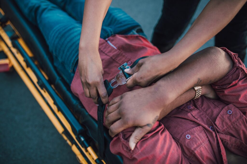 man on stretcher