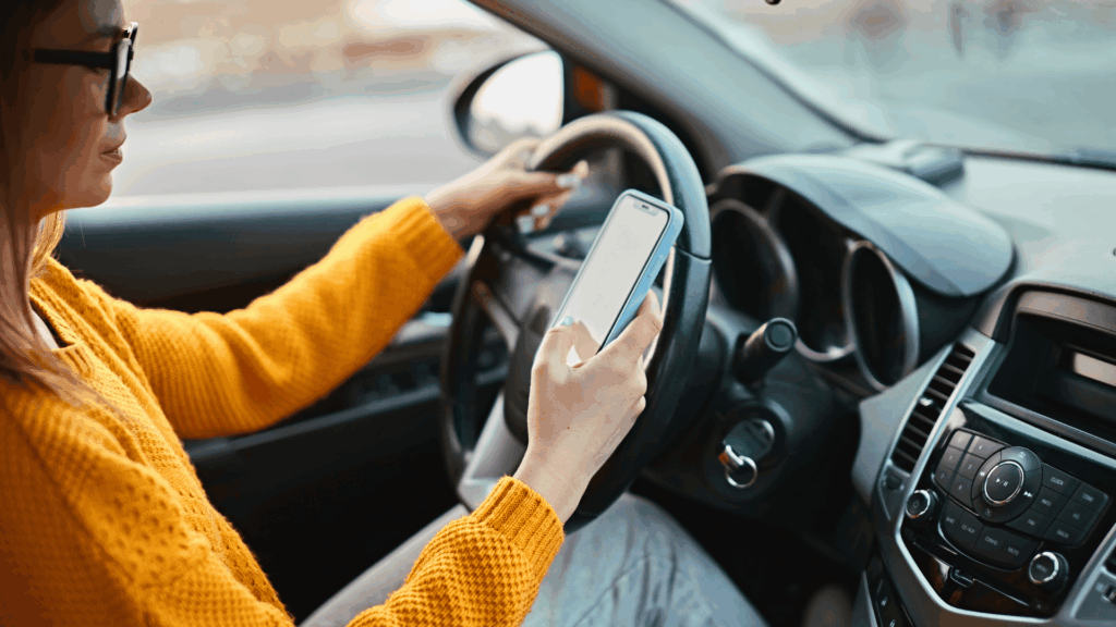 person using phone while driving